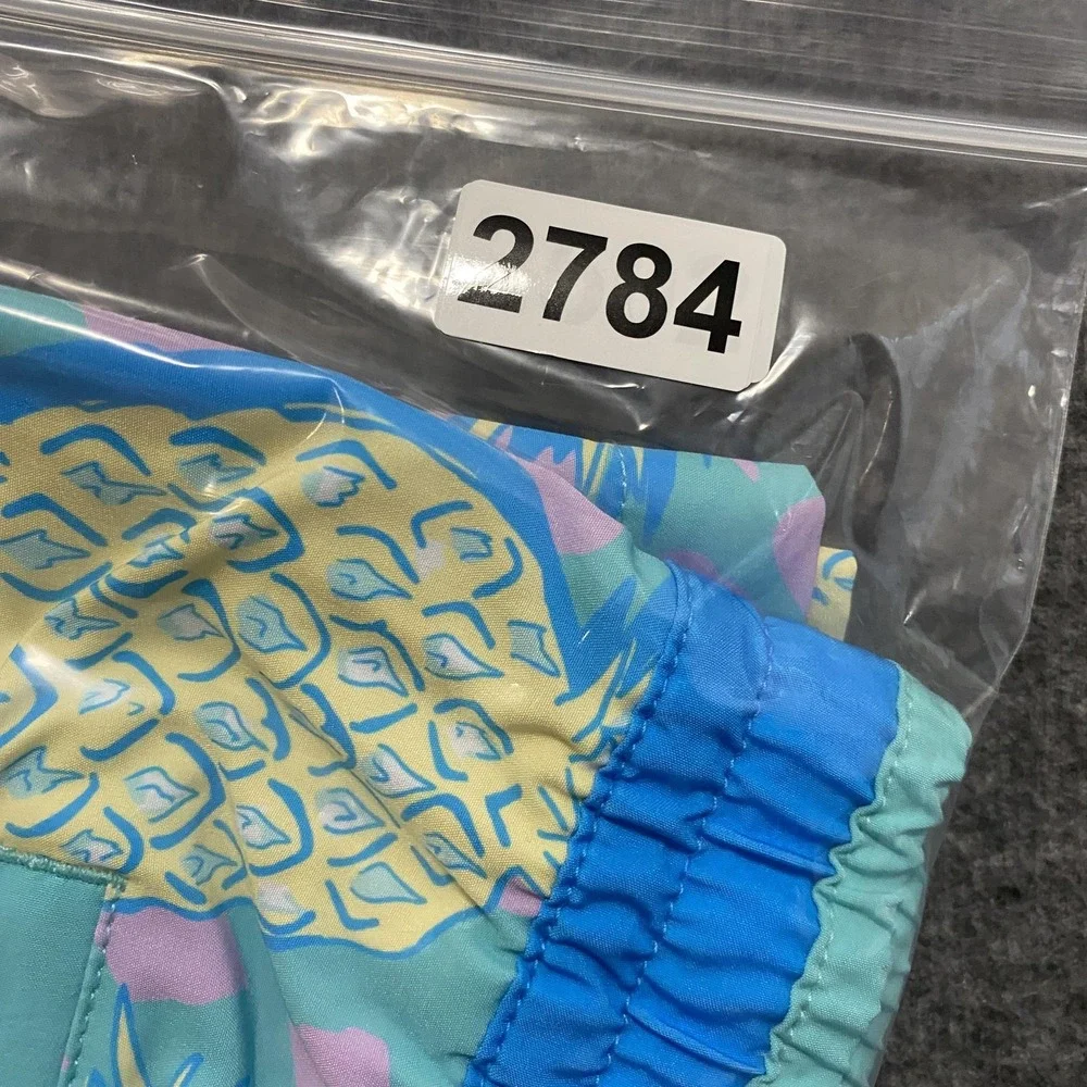 Chubbies The Low Tides Swim Trunks Mens 2XL Blue Pink Pineapple Print Mesh Beach